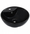 vidaXL Wash Basin with Overflow 46.5x18 cm Ceramic Black