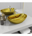 vidaXL Wash Basin with Overflow 58.5x39x21 cm Ceramic Gold