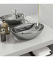 vidaXL Wash Basin with Overflow 58.5x39x21 cm Ceramic Silver