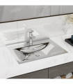 vidaXL Wash Basin with Overflow 60x46x16 cm Ceramic Silver