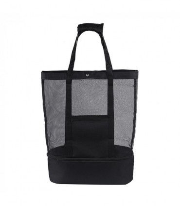 Waterproof Beach Bag with Cooler Compartment - Beach Bags Waterproof Sandproof for Women, Pool Bag & Beach Tote Bag black