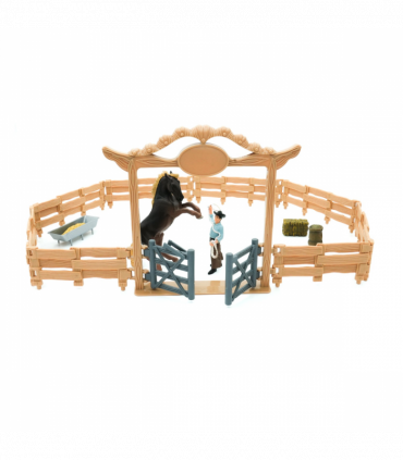 Western Ranch Corral Playset with Horse & Cowboy  Farm Playset