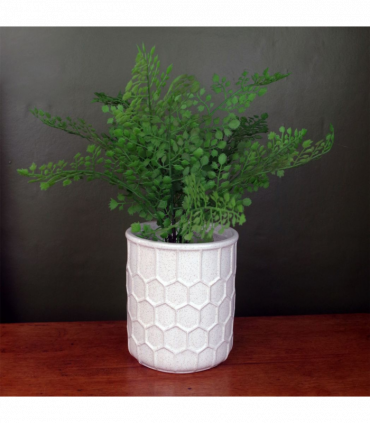 White Honeycomb Speckled Ceramic Planter Plant Pot