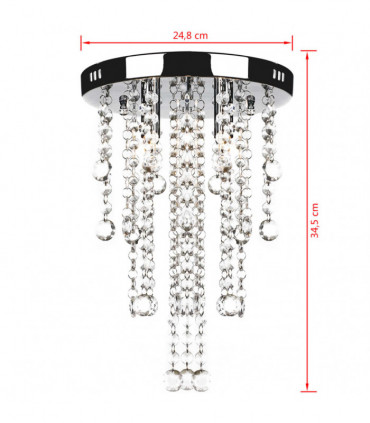 White Metal Ceiling Lamp with Crystal Beads