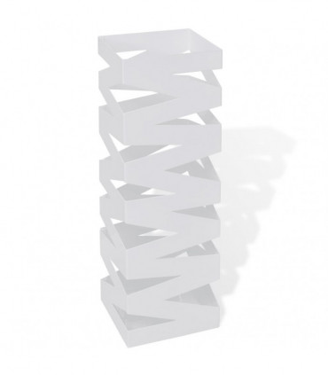 White Square Umbrella Stand Storage Holder Walking Stick Steel 48.5 cm