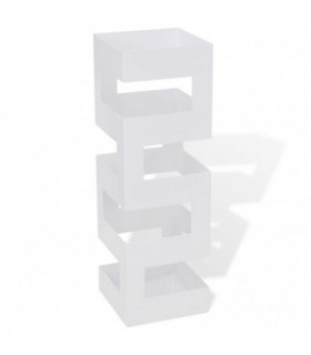 White Square Umbrella Stand Storage Holder Walking Stick Steel 48.5 cm