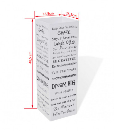 White Square Umbrella Stand Storage Holder Walking Stick Steel 48.5 cm