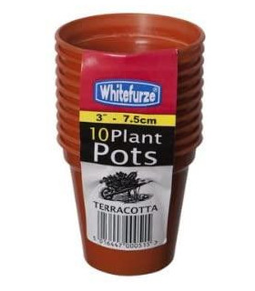 Whitefurze G04012 7.5cm Garden Pot - Terracotta (Set of 10)