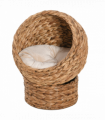 Wicker Cat House, Raised Cat Bed with Cylindrical Base, 50 x 42 x 60 cm