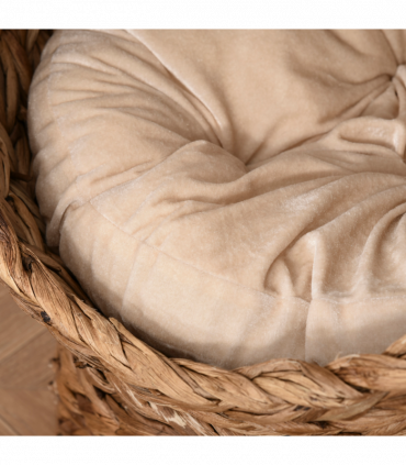 Wicker Cat House, Raised Cat Bed with Cylindrical Base, 50 x 42 x 60 cm