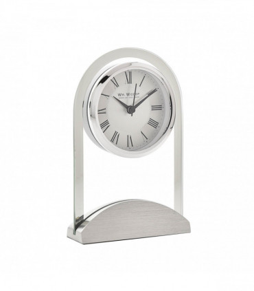 Wm.Widdop Glass Panel Aluminium Base Mantel Clock