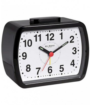 Wm.Widdop Qtz Alarm Clock Bell Oblong Blk/Green Dial 5184B