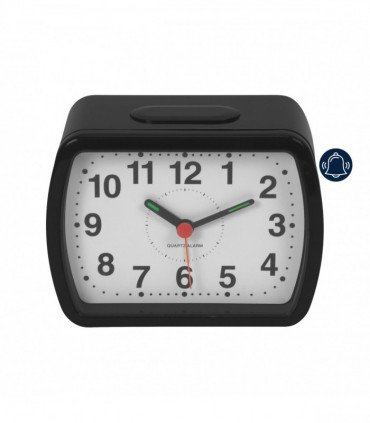 Wm.Widdop Qtz Alarm Clock Bell Oblong Blk/Green Dial 5184B