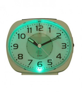 Wm.Widdop Silent Sweep Oval Face Blinking Light Alarm Clock  - Silver