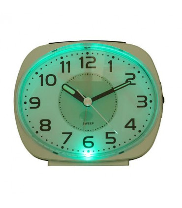 Wm.Widdop Silent Sweep Oval Face Blinking Light Alarm Clock  - Silver