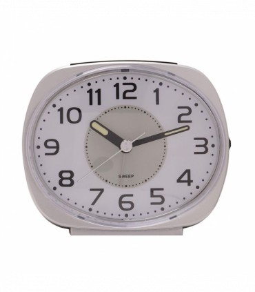 Wm.Widdop Silent Sweep Oval Face Blinking Light Alarm Clock  - Silver