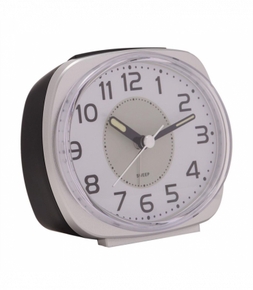 Wm.Widdop Silent Sweep Oval Face Blinking Light Alarm Clock  - Silver