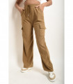 Wide Leg Drawstring Waist Flap Pocket Trouser