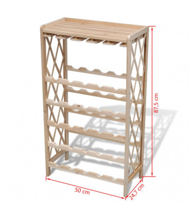 Wine Rack for 25 Bottles Solid Fir Wood