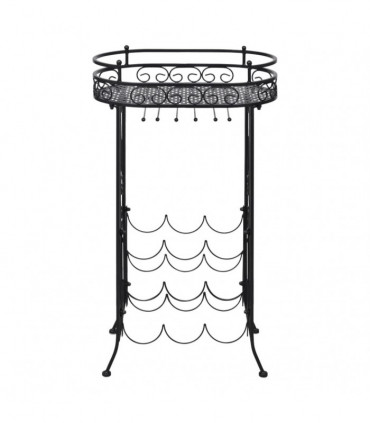 Wine Rack with Glass Holder for 9 Bottles Metal