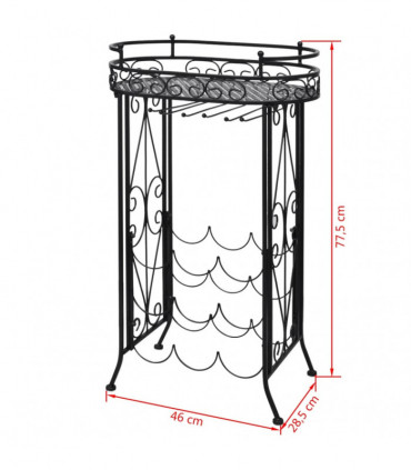 Wine Rack with Glass Holder for 9 Bottles Metal