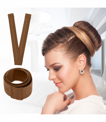 Women's Hair Styling Bun Maker Donut Former Twist Magic DIY Tool, Light Brown