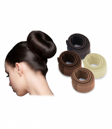 Women's Hair Styling Bun Maker Donut Former Twist Magic DIY Tool, Light Brown