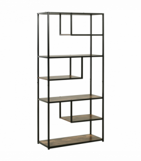 Wood Bookshelf Industrial Style Stand 6-Tier Living Room Display Rack Organiser