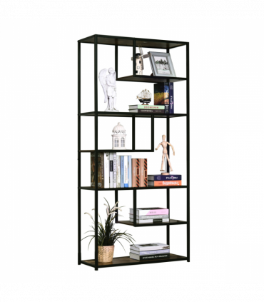 Wood Bookshelf Industrial Style Stand 6-Tier Living Room Display Rack Organiser