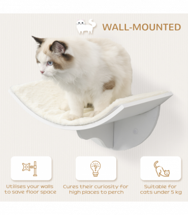 Wood Cat Shelf Shelter Kitten Bed Curved Climber Wall-Mounted Berber Fleece