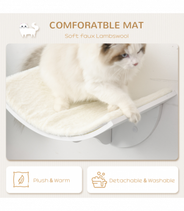 Wood Cat Shelf Shelter Kitten Bed Curved Climber Wall-Mounted Berber Fleece