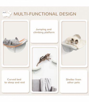 Wood Cat Shelf Shelter Kitten Bed Curved Climber Wall-Mounted Berber Fleece