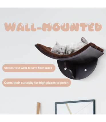 Wood Cat Shelf Shelter Kitten Bed Curved Climber Wall-Mounted Berber Fleece