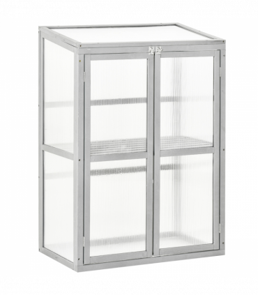 Wood Cold Frame Greenhouse Outdoor Indoor PC Board 76 x 47 x 110cm Grey