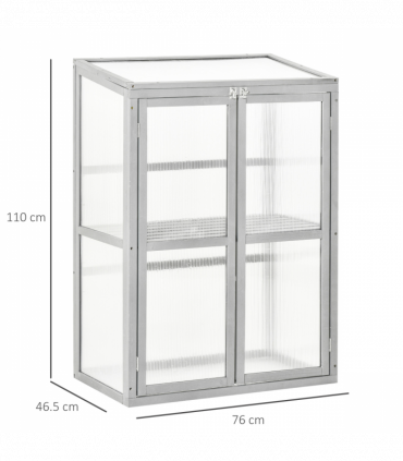 Wood Cold Frame Greenhouse Outdoor Indoor PC Board 76 x 47 x 110cm Grey