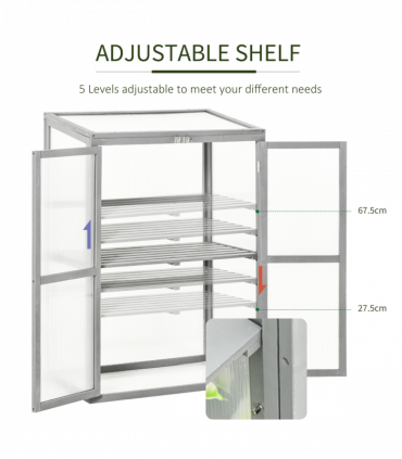 Wood Cold Frame Greenhouse Outdoor Indoor PC Board 76 x 47 x 110cm Grey
