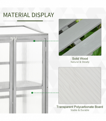 Wood Cold Frame Greenhouse Outdoor Indoor PC Board 76 x 47 x 110cm Grey