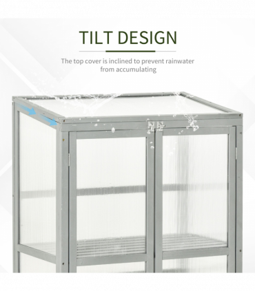 Wood Cold Frame Greenhouse Outdoor Indoor PC Board 76 x 47 x 110cm Grey