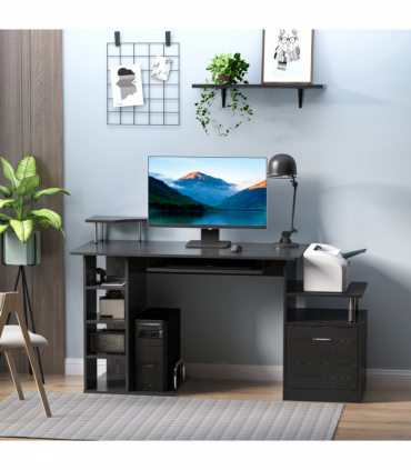 Wood Computer Desk Laptop Workstation Drawer Shelf for Home Office HOMCOM