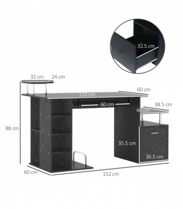Wood Computer Desk Laptop Workstation Drawer Shelf for Home Office HOMCOM