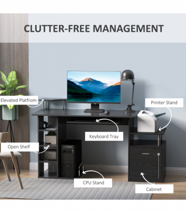 Wood Computer Desk Laptop Workstation Drawer Shelf for Home Office HOMCOM