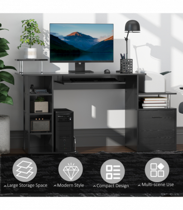 Wood Computer Desk Laptop Workstation Drawer Shelf for Home Office HOMCOM