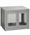 Wood Dog Crate Furniture W/ Three Doors, Locks & Latches, for Medium Dogs