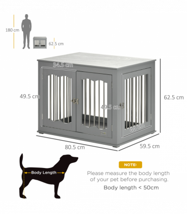 Wood Dog Crate Furniture W/ Three Doors, Locks & Latches, for Medium Dogs