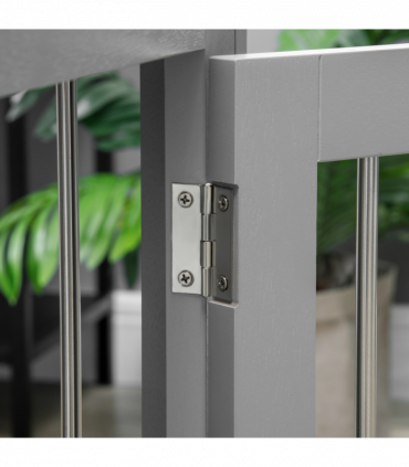 Wood Dog Crate Furniture W/ Three Doors, Locks & Latches, for Medium Dogs