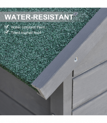 Wood Garden Storage Shed Tool Cabinet w/ Felt Roof, 189x82x49cm, Grey