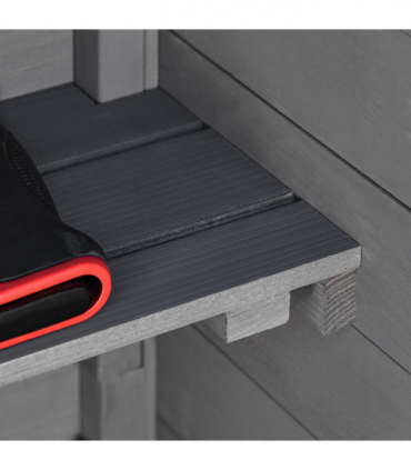 Wood Garden Storage Shed Tool Cabinet w/ Felt Roof, 189x82x49cm, Grey