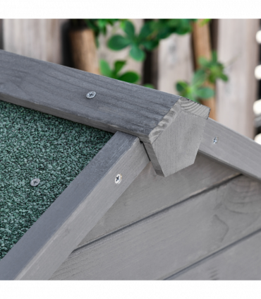 Wood Garden Storage Shed Tool Cabinet w/ Felt Roof, 189x82x49cm, Grey