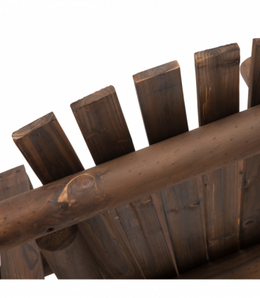 Wood Patio Chair Bench 2 Seats with Center Coffee Table, Garden Bench