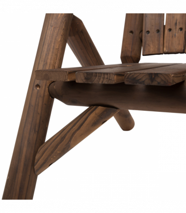 Wood Patio Chair Bench 2 Seats with Center Coffee Table, Garden Bench